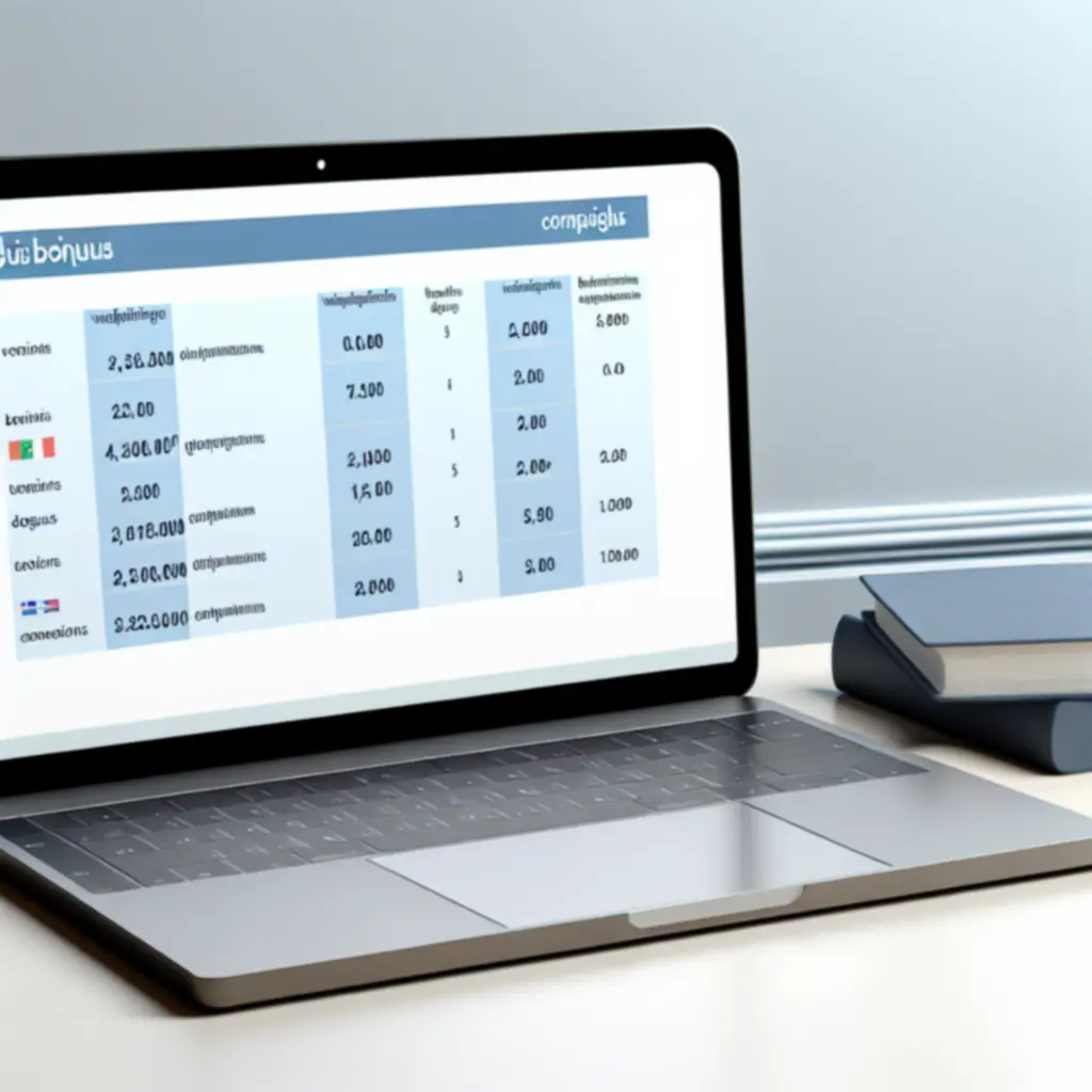 Tableau comparatif de bonus de casino en ligne